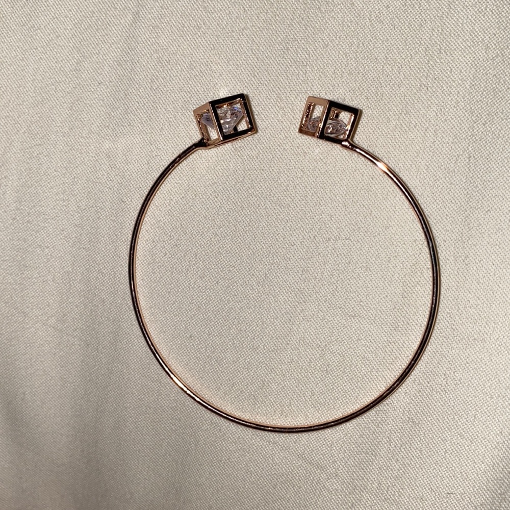 Rose Gold Bracelet with Diamond accents in cube ends